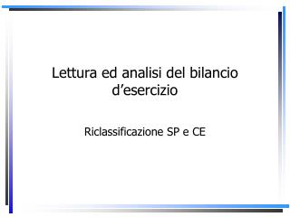 Lettura ed analisi del bilancio d’esercizio