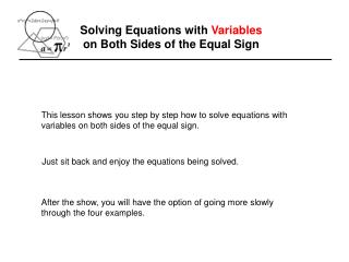 Solving Equations with Variables on Both Sides of the Equal Sign