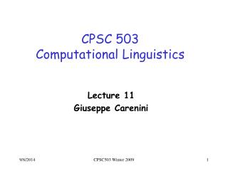 CPSC 503 Computational Linguistics