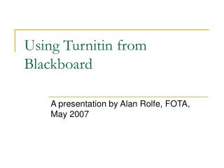 Using Turnitin from Blackboard