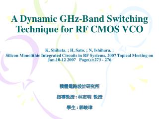 A Dynamic GHz-Band Switching Technique for RF CMOS VCO