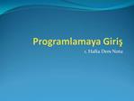 Programlamaya Giris