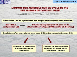 Simulations LES du cycle diurne des nuages stratocumulus avec Méso-NH