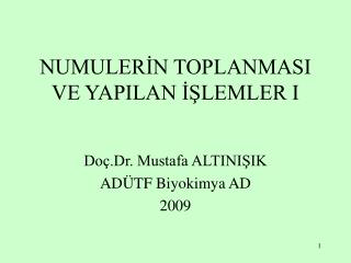 NUMULERİN TOPLANMASI VE YAPILAN İŞLEMLER I