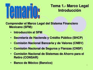 Tema 1.- Marco Legal Introducción