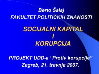 SOCIJALNI KAPITAL I KORUPCIJA