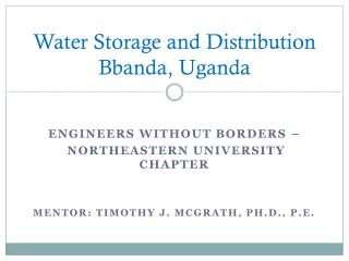 Water Storage and Distribution Bbanda, Uganda