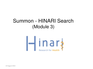 Summon - HINARI Search (Module 3)