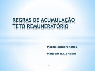 REGRAS DE ACUMULAÇÃO TETO REMUNERATÓRIO