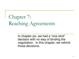 Chapter 7: Reaching Agreements