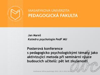 Jan Mareš Katedra psychologie PedF MU