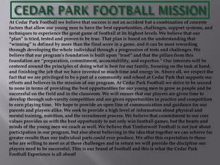 CEDAR PARK FOOTBALL MISSION