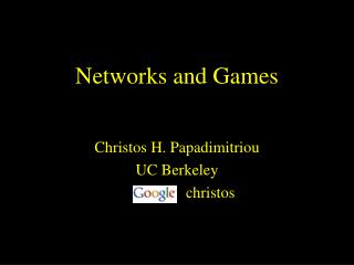 Networks and Games