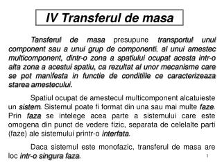 IV Transferul de masa