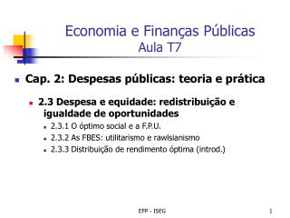 Economia e Finanças Públicas Aula T7