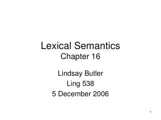 Lexical Semantics Chapter 16