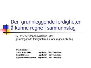 Den grunnleggende ferdigheten å kunne regne i samfunnsfag