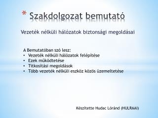 Szakdolgozat bemutató