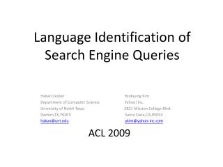 Language Identification of Search Engine Queries