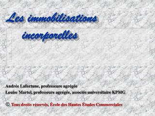Les immobilisations 	incorporelles