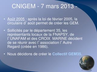 CNIGEM - 7 mars 2013 -