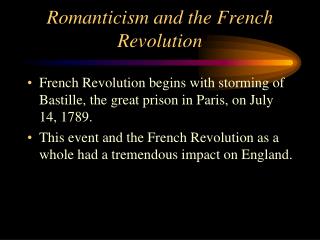 Romanticism and the French Revolution