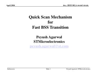 Quick Scan Mechanism for Fast BSS Transition