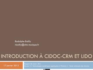 Introduction à CIDOC-CRM et LIDO