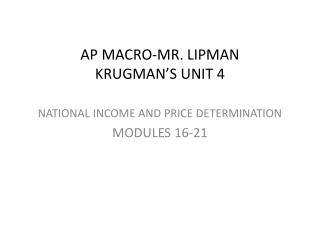 AP MACRO-MR. LIPMAN KRUGMAN’S UNIT 4