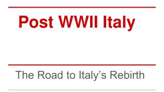 Post WWII Italy