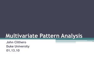 Multivariate Pattern Analysis