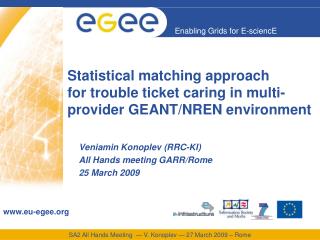 Statistical matching approach for trouble ticket caring in multi-provider GEANT/NREN environment