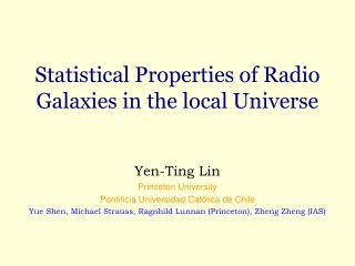 Statistical Properties of Radio Galaxies in the local Universe