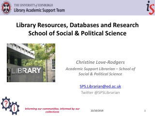 Library Resources, Databases and Research School of Social & Political Science