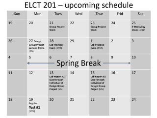 ELCT 201 – upcoming schedule