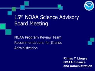 15 th NOAA Science Advisory Board Meeting