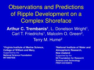 Observations and Predictions of Ripple Development on a Complex Shoreface