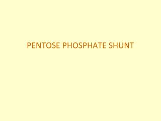 PENTOSE PHOSPHATE SHUNT