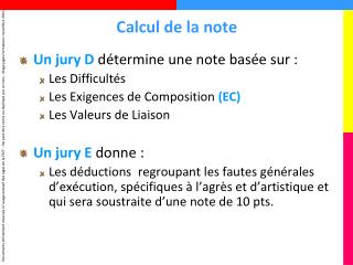 Calcul de la note