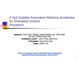 A Fast Scalable Automaton-Matching Accelerator for Embedded Content Processors
