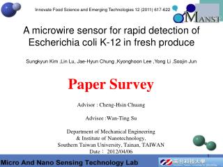 Advisor : Cheng-Hsin Chuang Advisee :Wan-Ting Su Department of Mechanical Engineering