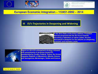 European Economic Integration – 110451-0992 – 2014