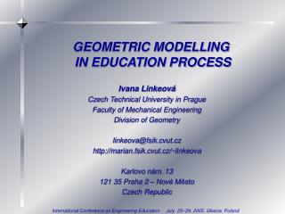 GEOMETRIC MODELLING IN EDUCATION PROCESS