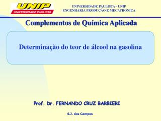 Determinação do teor de álcool na gasolina