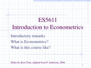 ES5611 Introduction to Econometrics