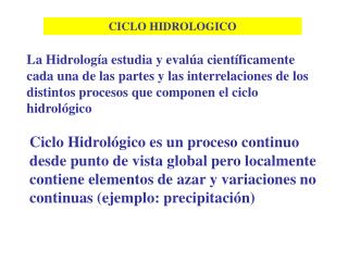 CICLO HIDROLOGICO