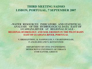 THIRD MEETING SADMO LISBON, PORTUGAL, 7 SEPTEMBER 2007
