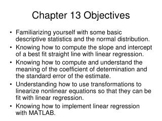 Chapter 13 Objectives