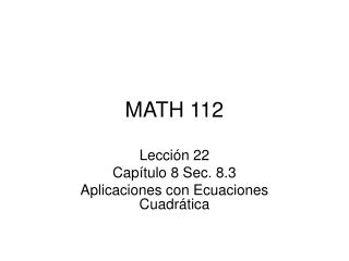 MATH 112