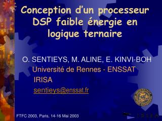 Conception d’un processeur DSP faible énergie en logique ternaire